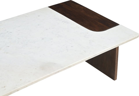 Selene White Genuine Marble And Mango Wood Coffee Table, 1 Piece
