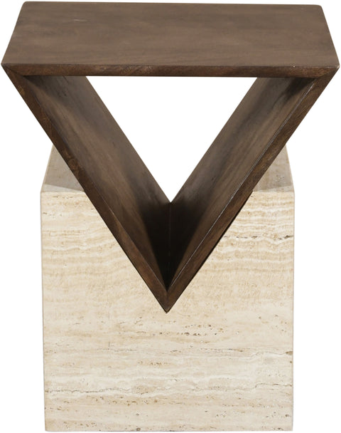 Noelle Brown Travertine And Mango Wood End Table, 1 Piece