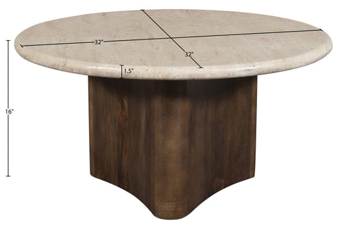 Nola Brown Travertine And Mango Wood Coffee Table, 1 Piece