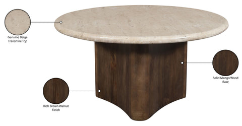 Nola Brown Travertine And Mango Wood Coffee Table, 1 Piece