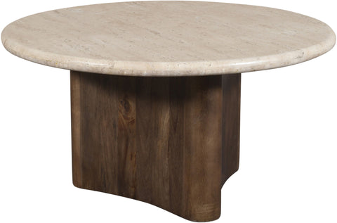 Nola Brown Travertine And Mango Wood Coffee Table, 1 Piece