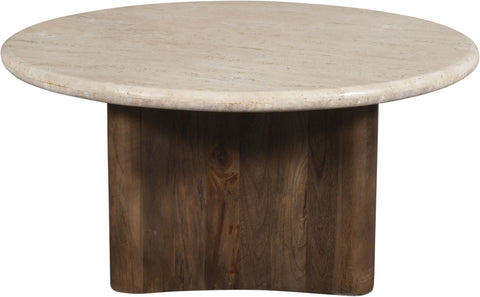 Nola Brown Travertine And Mango Wood Coffee Table, 1 Piece