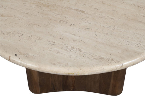 Nola Brown Travertine And Mango Wood Coffee Table, 1 Piece