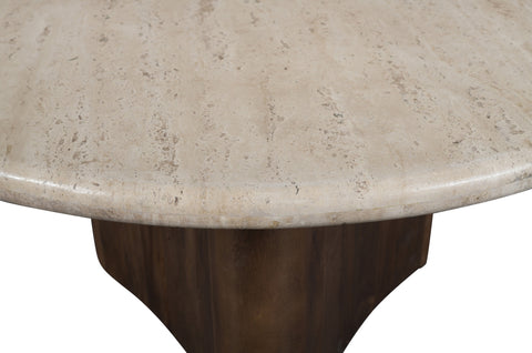 Nola Brown Travertine And Mango Wood Coffee Table, 1 Piece