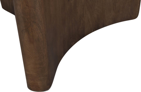Nola 36" Brown Travertine And Mango Wood Dining Table, 1 Piece
