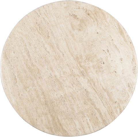 Nola 48" Brown Travertine And Mango Wood Dining Table, 1 Piece