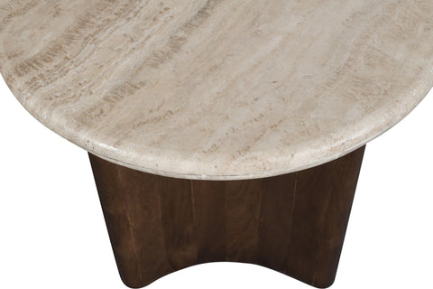 Nola Brown Travertine And Mango Wood End Table, 1 Piece