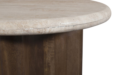 Nola Brown Travertine And Mango Wood End Table, 1 Piece