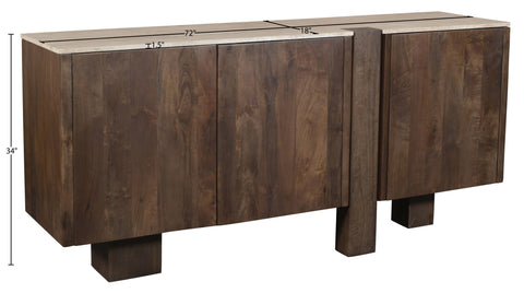 Nola Brown Travertine And Mango Wood Sideboard / Buffet, 1 Piece