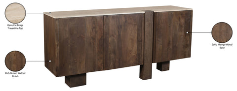 Nola Brown Travertine And Mango Wood Sideboard / Buffet, 1 Piece