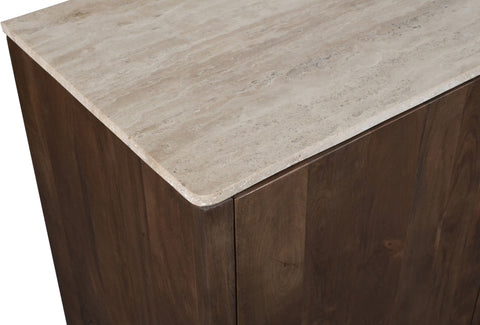 Nola Brown Travertine And Mango Wood Sideboard / Buffet, 1 Piece