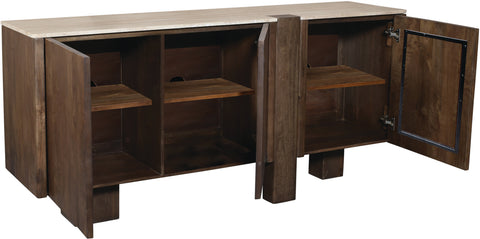 Nola Brown Travertine And Mango Wood Sideboard / Buffet, 1 Piece
