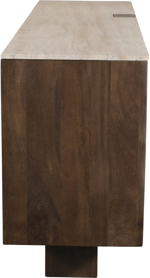 Nola Brown Travertine And Mango Wood Sideboard / Buffet, 1 Piece