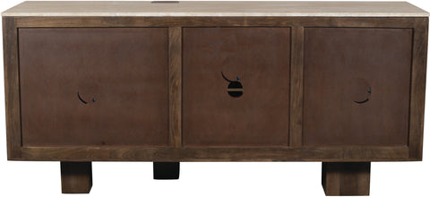 Nola Brown Travertine And Mango Wood Sideboard / Buffet, 1 Piece