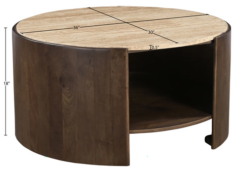 Rowan Brown Travertine And Mango Wood Coffee Table, 1 Piece