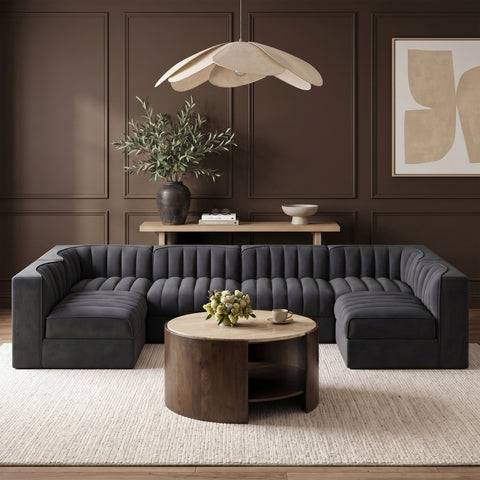 Rowan Brown Travertine And Mango Wood Coffee Table, 1 Piece