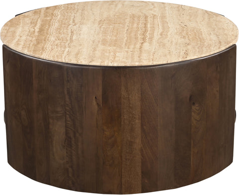 Rowan Brown Travertine And Mango Wood Coffee Table, 1 Piece