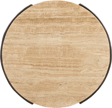 Rowan Brown Travertine And Mango Wood Coffee Table, 1 Piece