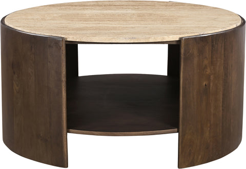 Rowan Brown Travertine And Mango Wood Coffee Table, 1 Piece