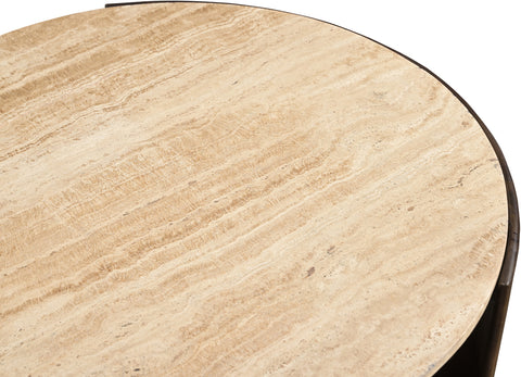 Rowan Brown Travertine And Mango Wood Coffee Table, 1 Piece