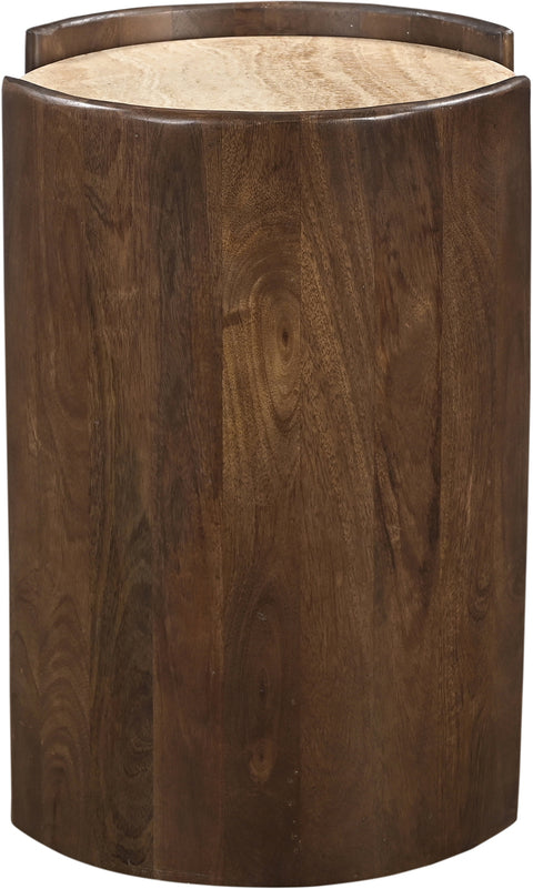 Rowan Brown Travertine And Mango Wood End Table, 1 Piece