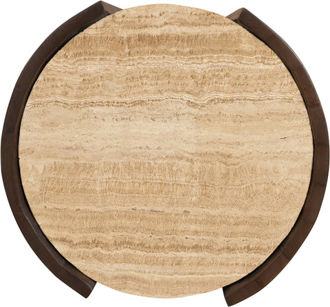 Rowan Brown Travertine And Mango Wood End Table, 1 Piece