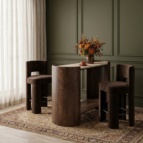 Rowan Brown Travertine And Mango Wood Console Table, 1 Piece