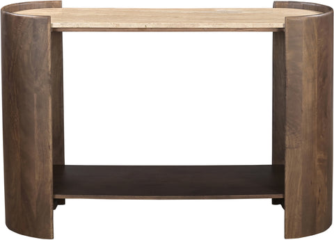 Rowan Brown Travertine And Mango Wood Console Table, 1 Piece