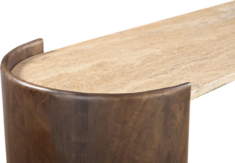 Rowan Brown Travertine And Mango Wood Console Table, 1 Piece