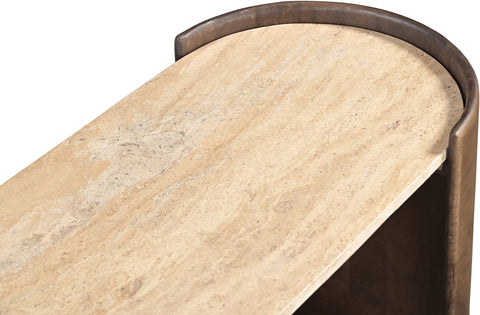 Rowan Brown Travertine And Mango Wood Console Table, 1 Piece