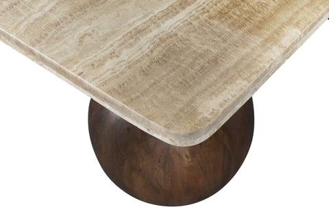 Yara Brown Travertine And Mango Wood Coffee Table, 1 Piece
