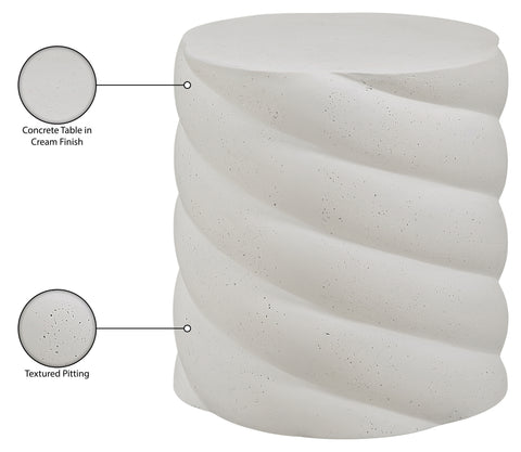 Yara Cream Concrete Indoor / Outdoor End / Side Table, 1 Piece