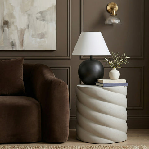 Yara Cream Concrete Indoor / Outdoor End / Side Table, 1 Piece