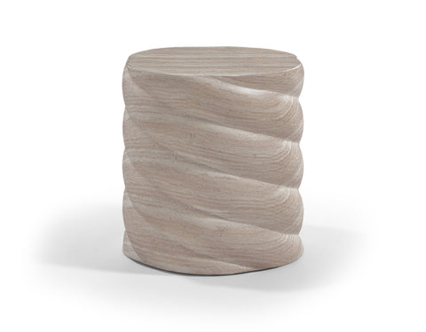 Yara Travertine Concrete Indoor / Outdoor End / Side Table, 1 Piece