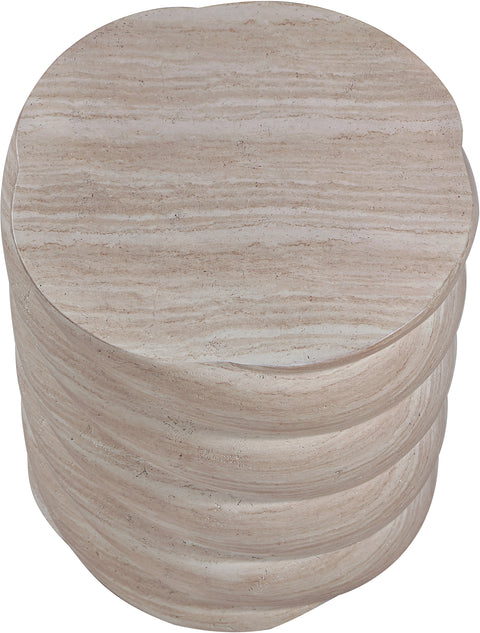 Yara Travertine Concrete Indoor / Outdoor End / Side Table, 1 Piece