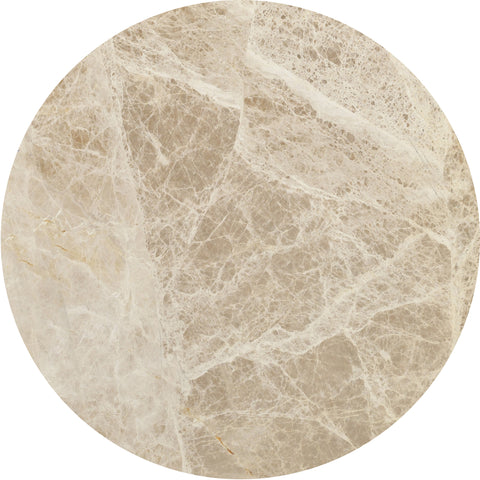 Sage Beige / Brown Genuine Marble And Mango Wood End Table, 1 Piece