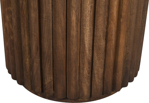 Sage Beige / Brown Genuine Marble And Mango Wood End Table, 1 Piece