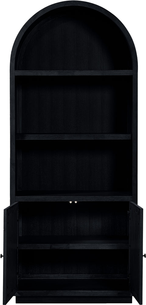 Selene Black Natural Cane And Solid Wood Bookcase, 1 Piece