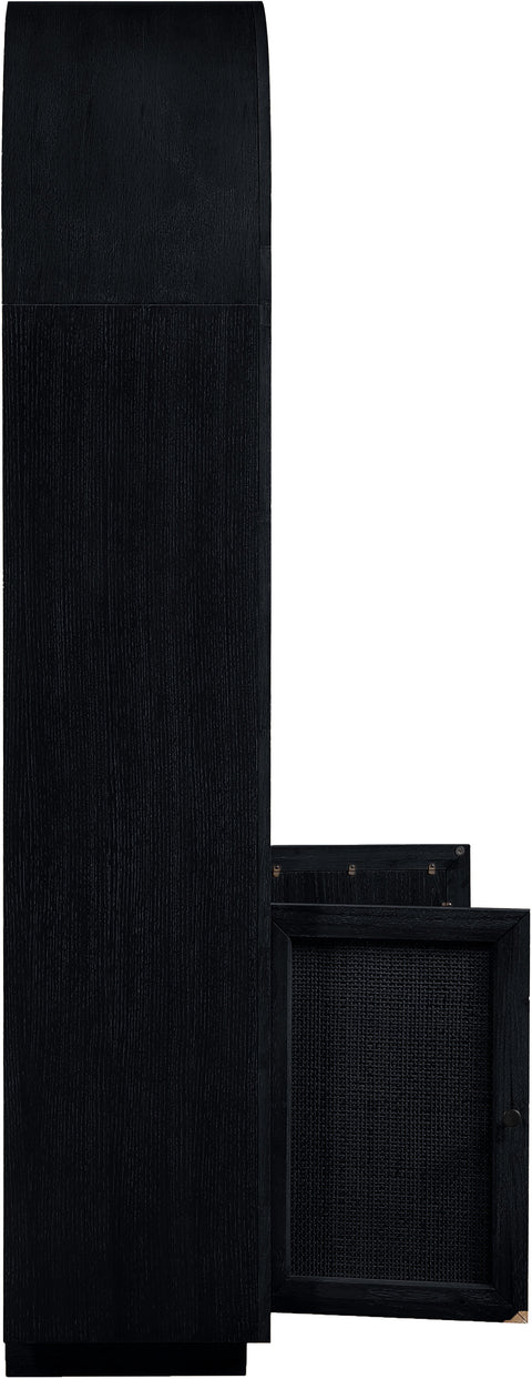 Selene Black Natural Cane And Solid Wood Bookcase, 1 Piece