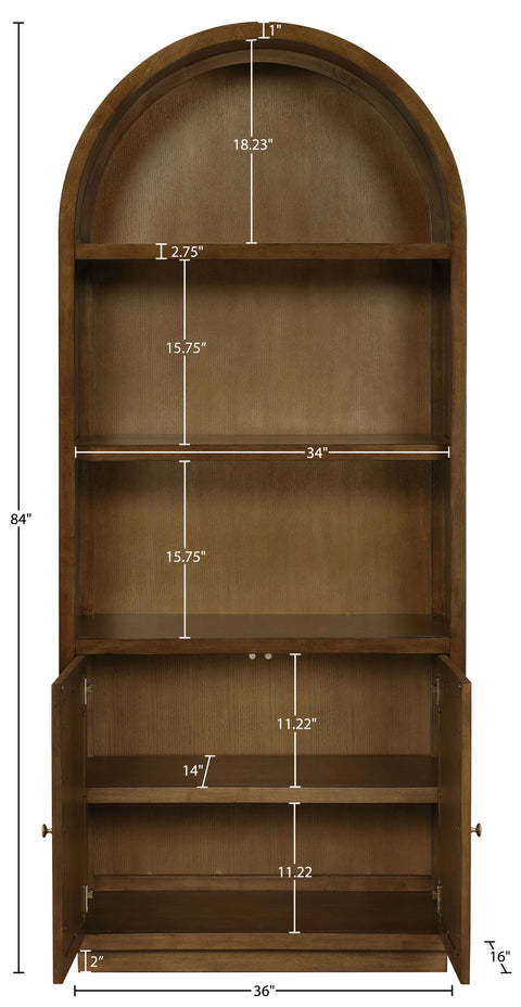 Selene Brown Natural Cane And Solid Wood Bookcase, 1 Piece