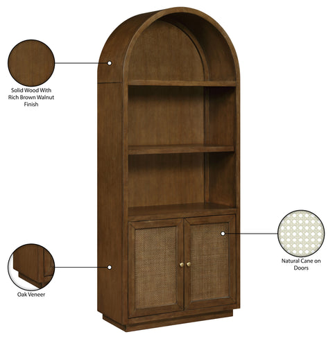 Selene Brown Natural Cane And Solid Wood Bookcase, 1 Piece