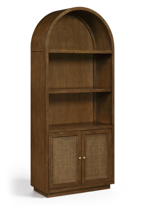 Selene Brown Natural Cane And Solid Wood Bookcase, 1 Piece