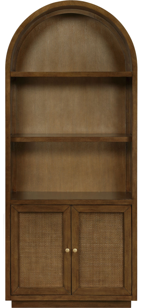 Selene Brown Natural Cane And Solid Wood Bookcase, 1 Piece