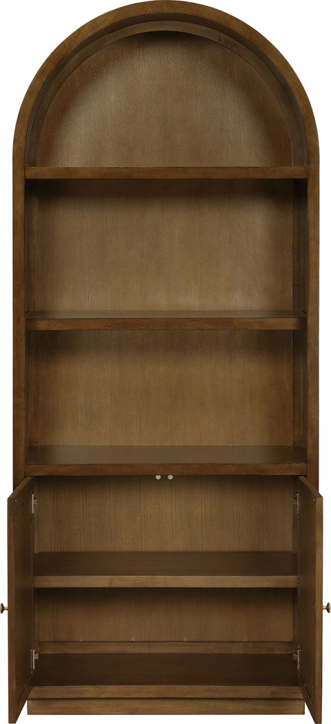 Selene Brown Natural Cane And Solid Wood Bookcase, 1 Piece