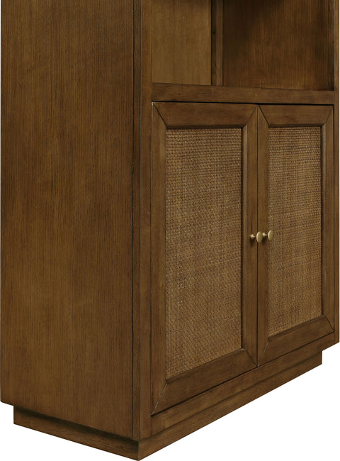 Selene Brown Natural Cane And Solid Wood Bookcase, 1 Piece