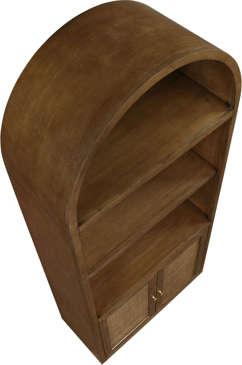 Selene Brown Natural Cane And Solid Wood Bookcase, 1 Piece