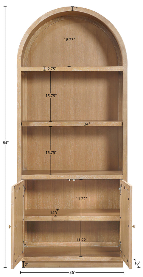 Selene Natural Natural Cane And Solid Wood Bookcase, 1 Piece