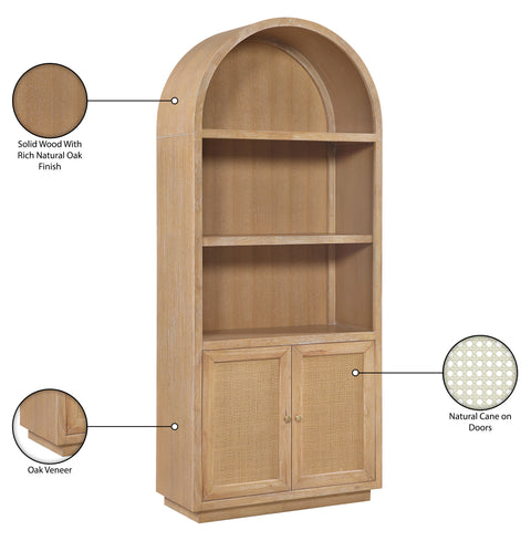 Selene Natural Natural Cane And Solid Wood Bookcase, 1 Piece