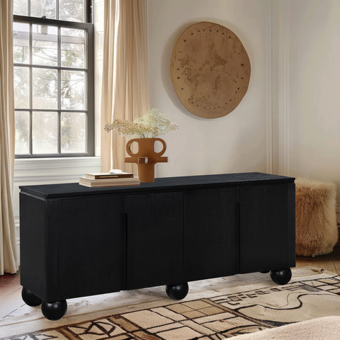 Emory Black Laquer And Oak Veneer Sideboard / Buffet, 1 Piece (Style 2)