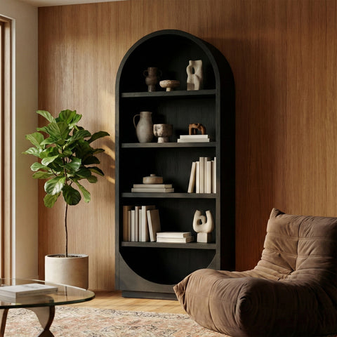 Reese Black Solid Wood Bookcase, 1 Piece